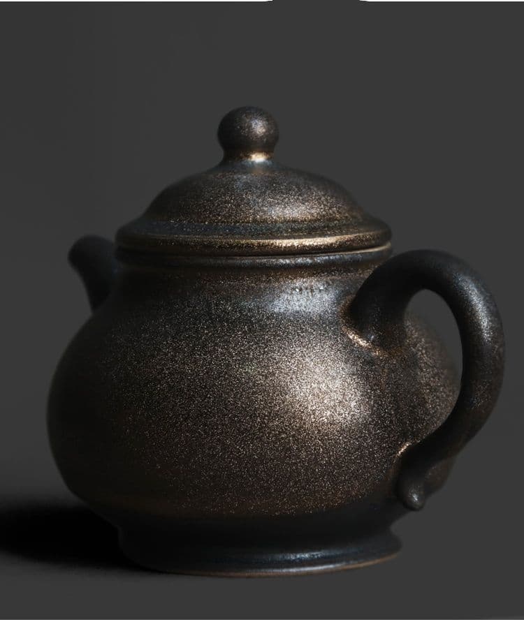 窯変鎏金高潘茶壺 急須 茶器 煎茶道具