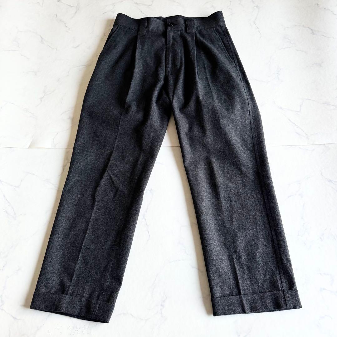 極美品 2022AW マーガレットハウエル ウールコットンツイルトラウザーズ S