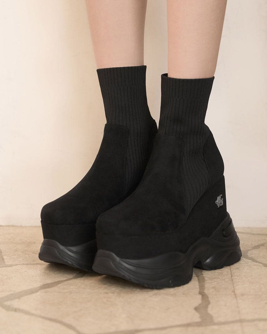 値下中♥新品未使用 michellMacaron ソックスライク厚底ブーツ XS