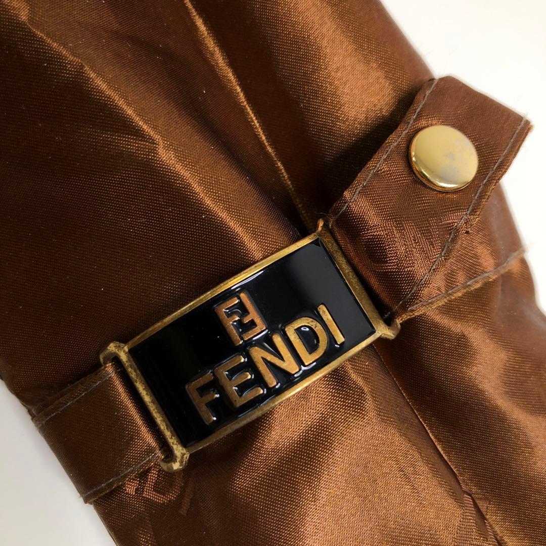 【美品】FENDI フェンディ　折りたたみ傘　ズッカ柄　ブラウン