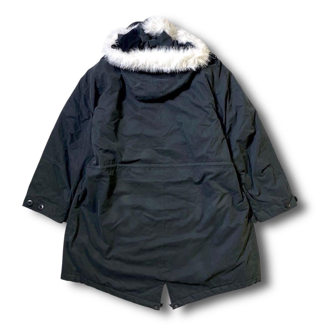 M ビームス 裏地キルティング ビッグシルエット 2way モッズコート 黒