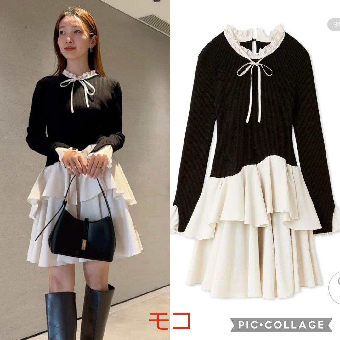 新品タグ付　Sustainableドッキングミニニットワンピース　黒