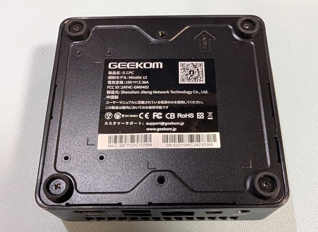 ミニPC GEEKOM Mini Air12 DDR5 Crucial16GB N100