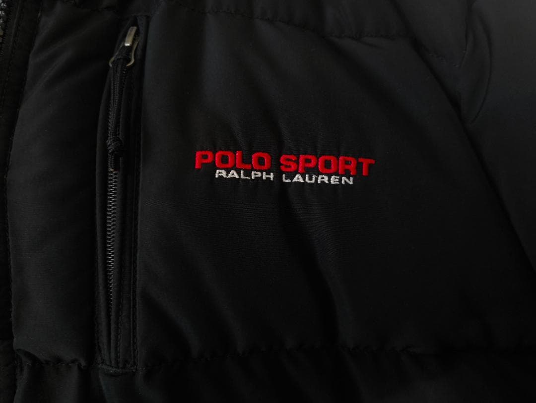 極美品 90s POLO SPORT ポロスポーツ 刺繍ロゴ ダウンJKT 黒