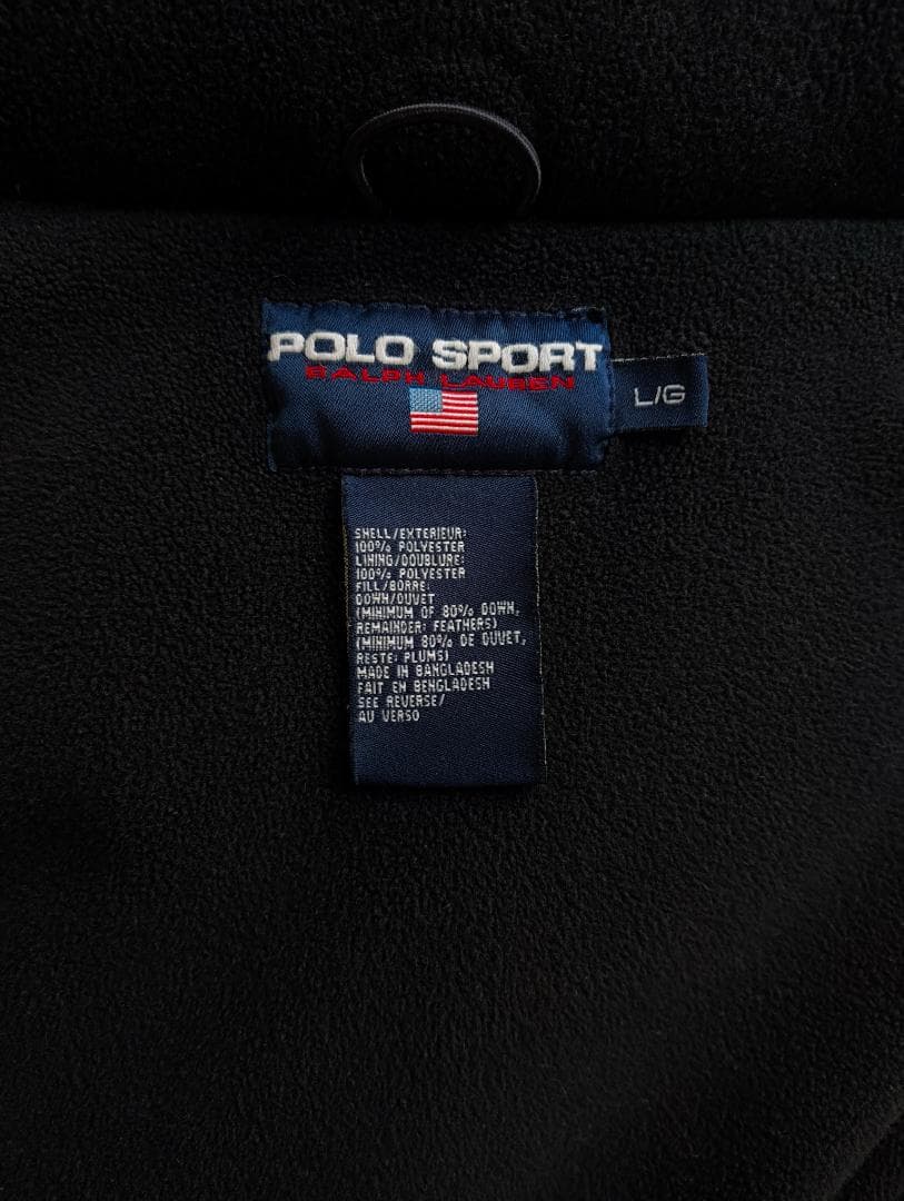 極美品 90s POLO SPORT ポロスポーツ 刺繍ロゴ ダウンJKT 黒