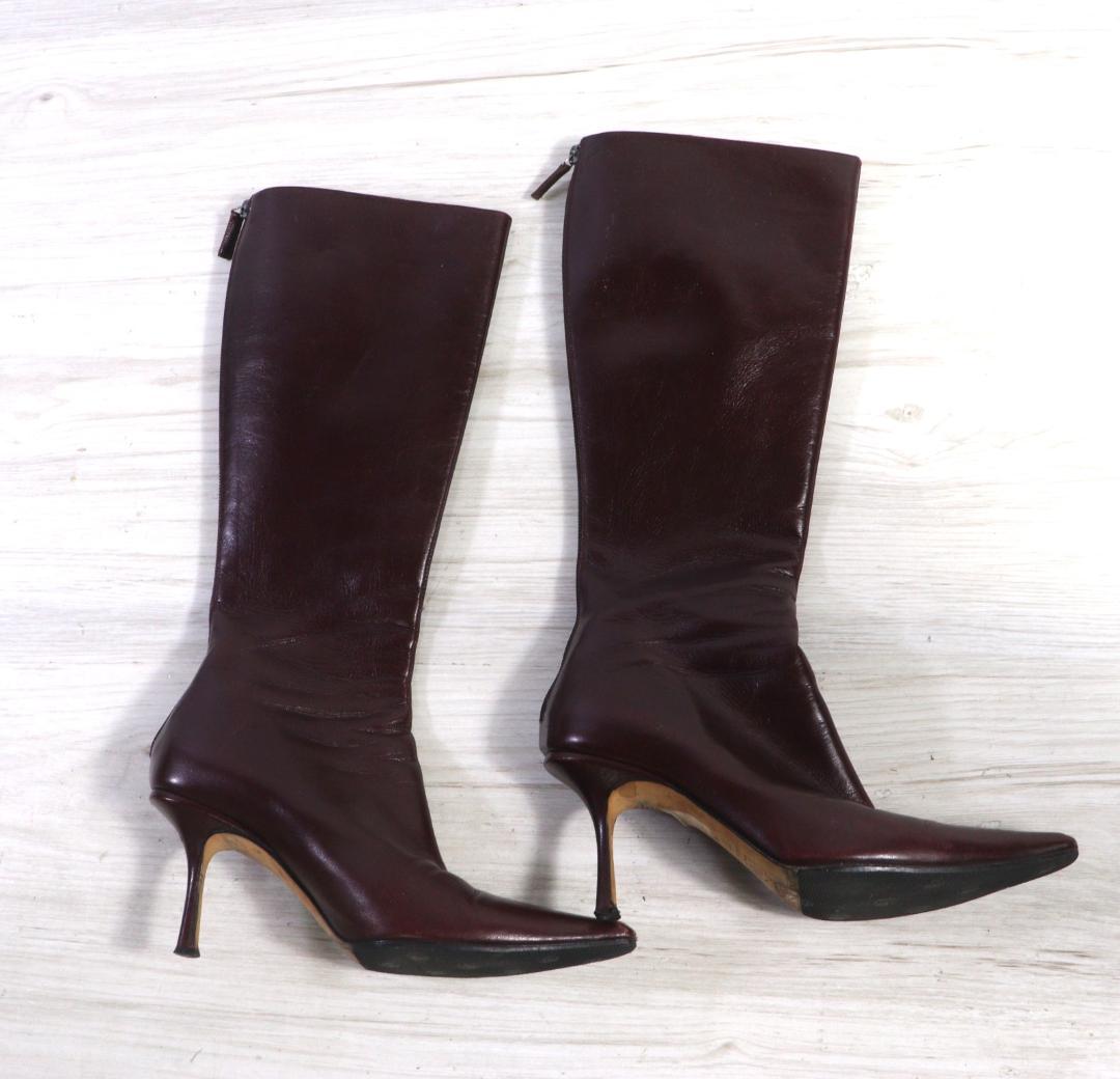 ◆ジミーチュウ　ロングブーツ　レザー　ブラウン　37 1/2 ジップアップ