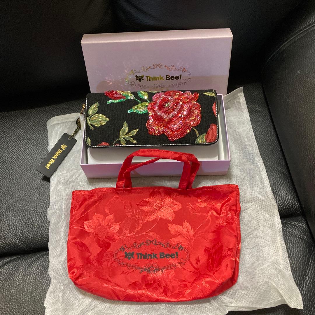 Think Bee! 長財布長財布　デラックスピンキーローズ　保存袋付き
