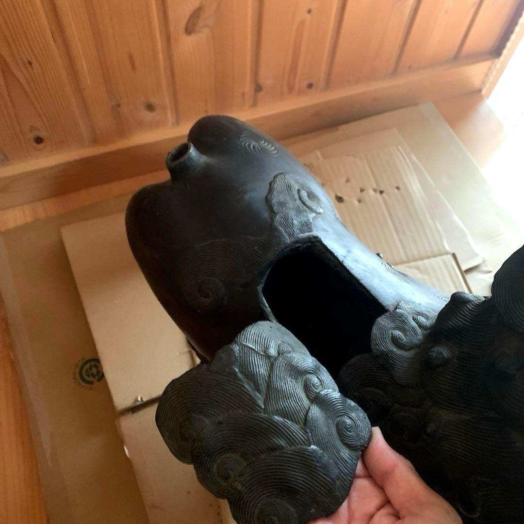 アンティーク 鋳物 大型 玉獅子 香炉シーサー 約18kg 骨董品