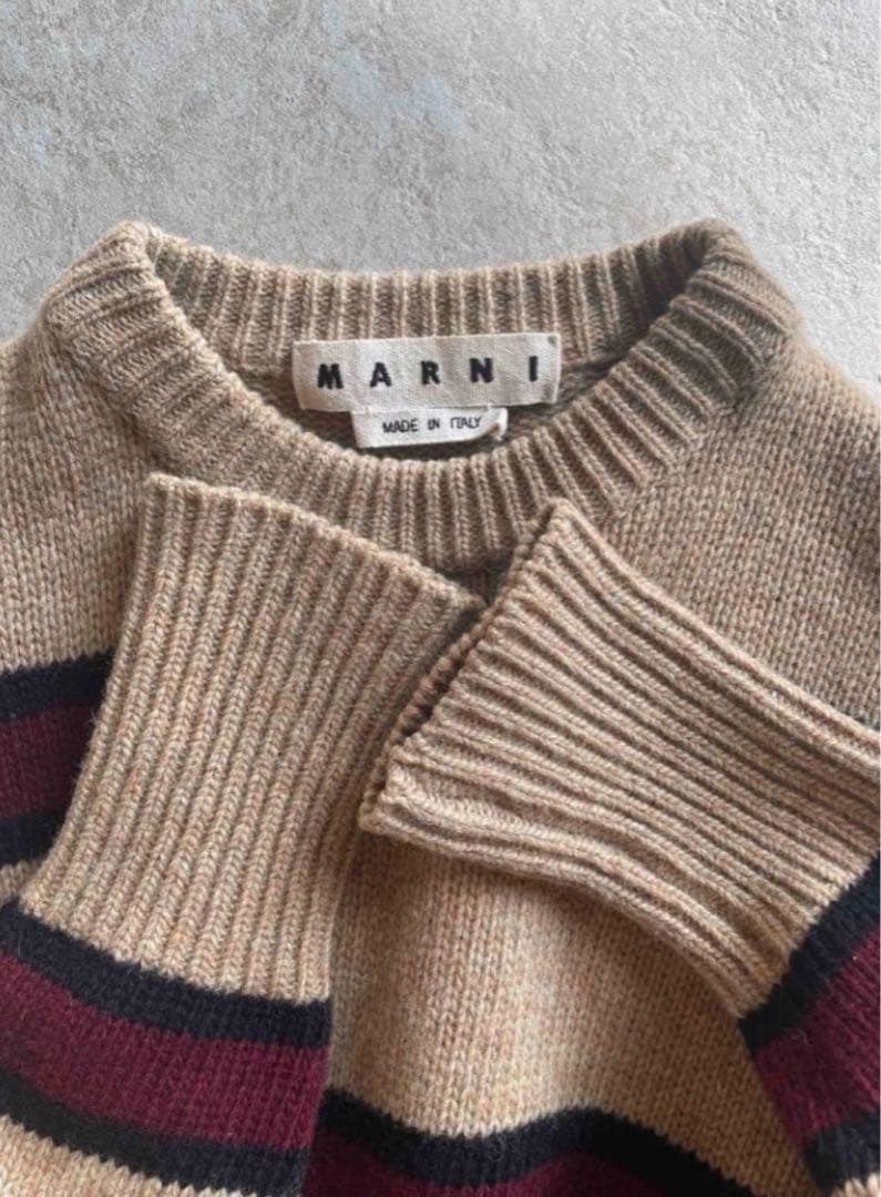 MARNI ベージュ ストライプ ニット 44