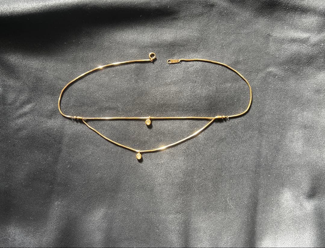 ダイアモンドトップ　ゴールドチェーンネックレス　k18