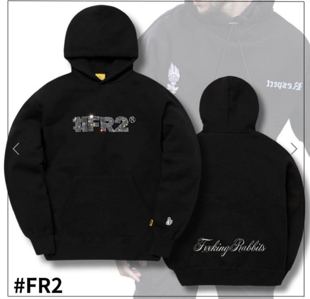 FR2 梅　ラインストーンロゴフーディ パーカー ピンク