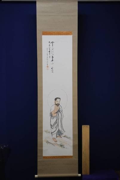 真作/吾念/釈迦下山画賛/布袋屋掛軸HD-176