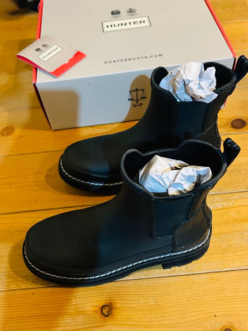 HUNTER ブラック チェルシーブーツ UK4
