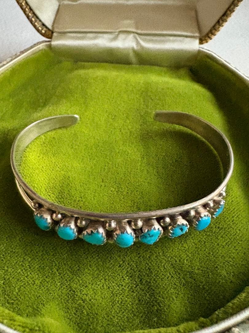 ターコイズシルバーバングル・インディアンジュエリー・STERLING