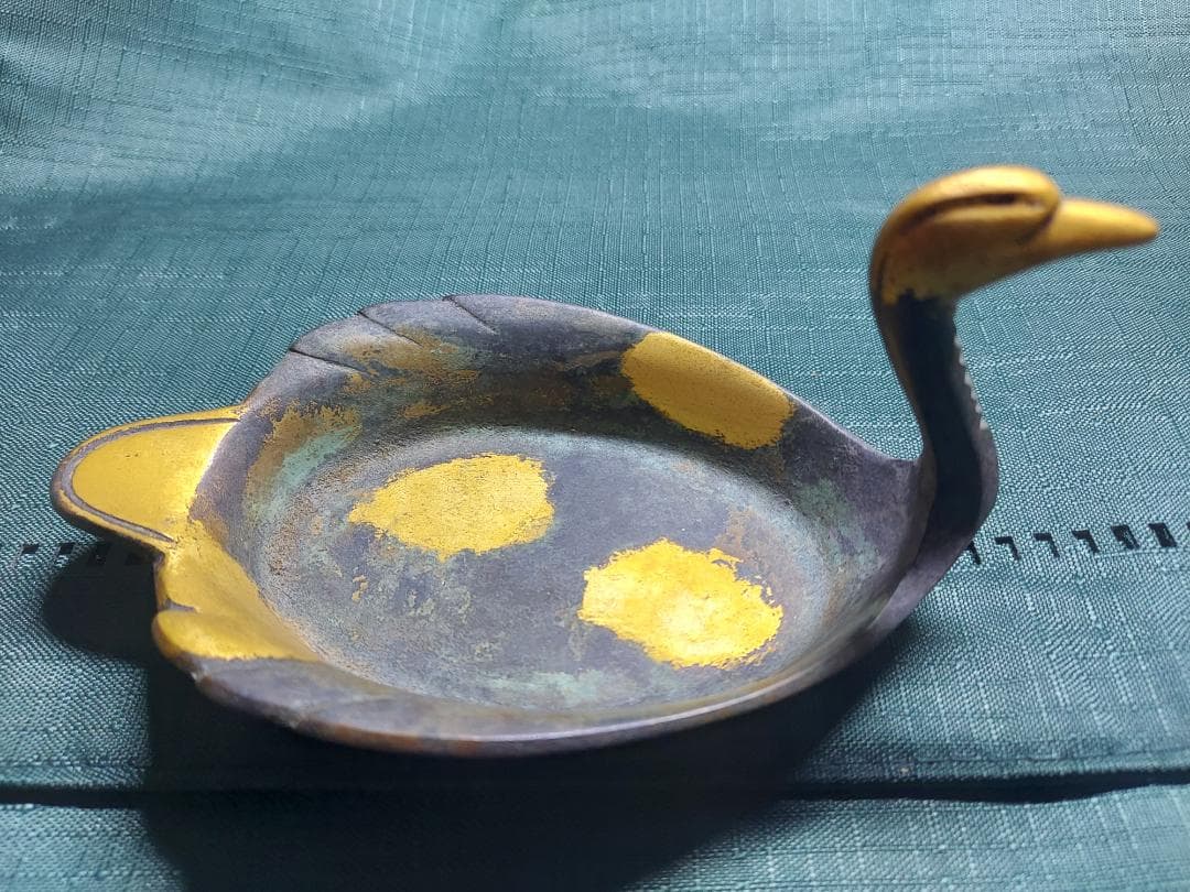 四代平安蔵六造　塗金銅床置　「瑞鳥」