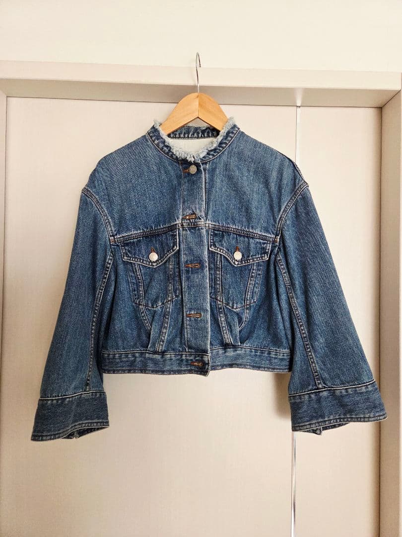 デニムブルー クロップドジャケット