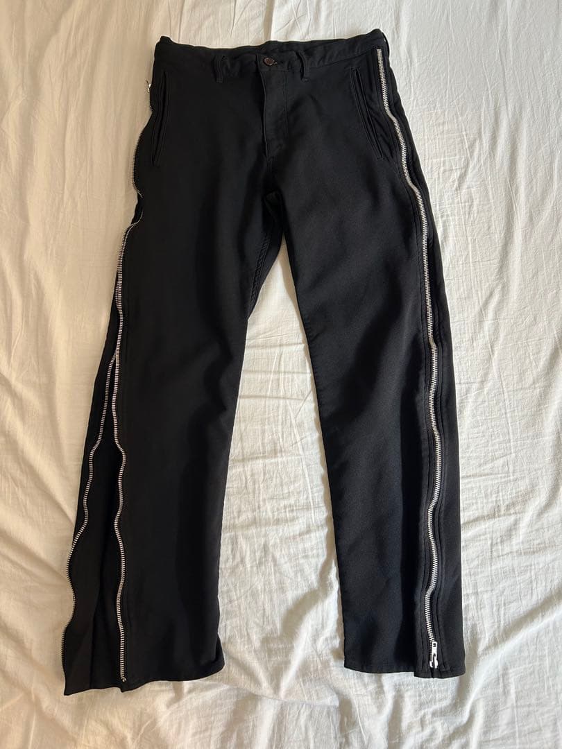 ブラックコムデギャルソン　サイドジップパンツ　ポリ縮