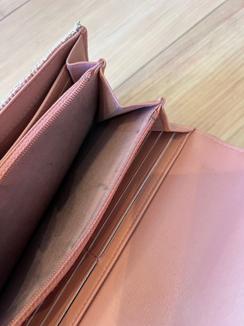 CHANEL ツイード 長財布 ベージュ系