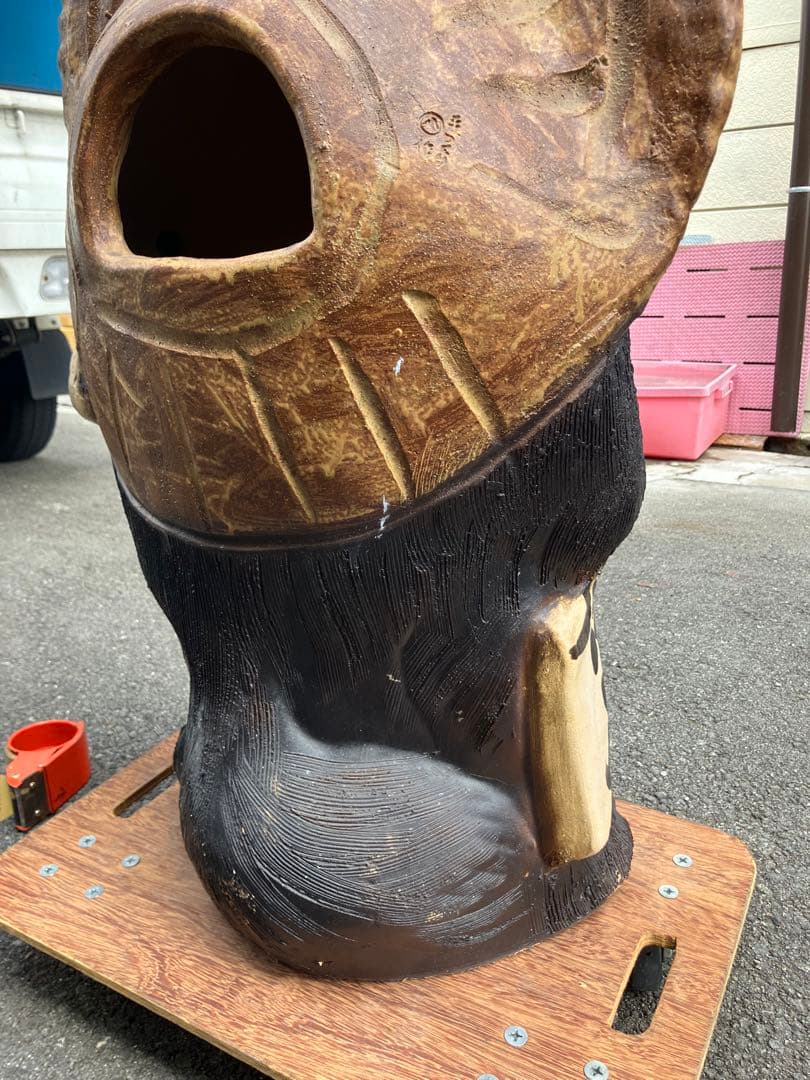 引取限定　たぬきの置物 大きな帽子 酒瓶付