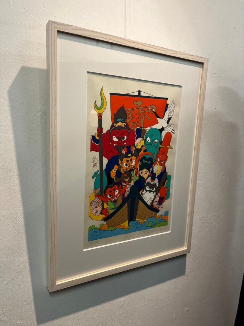 瀧下和之　「宝船図」 2022 年制作　限定70部　木版画