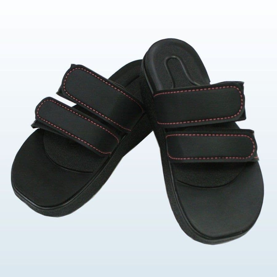 O脚 外反母趾対策 サンダル 黒 厚底