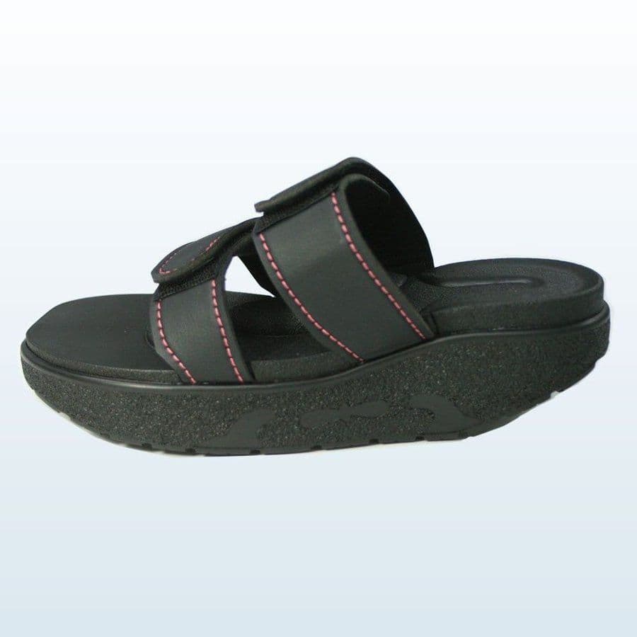 O脚 外反母趾対策 サンダル 黒 厚底