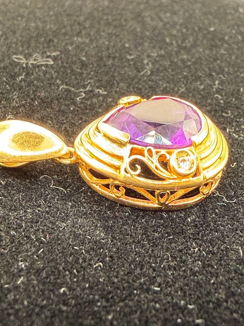 美品　K18 アメジスト ダイヤ ペンダントトップ