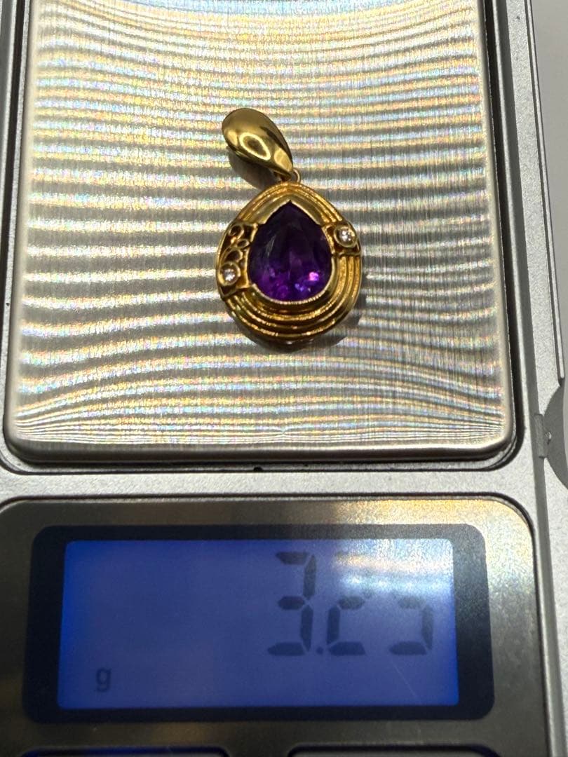 美品　K18 アメジスト ダイヤ ペンダントトップ