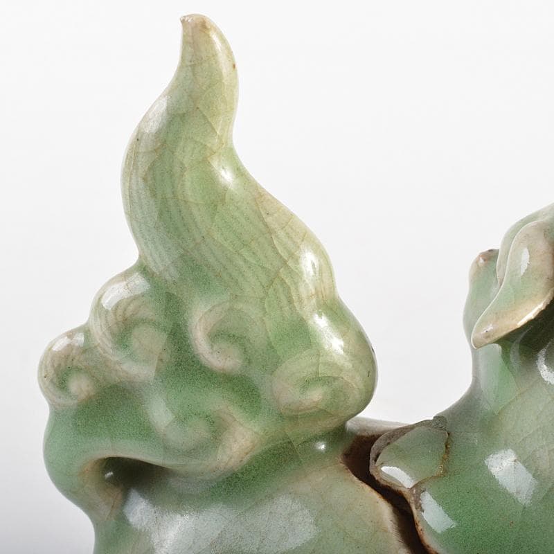 茶道具　香道具　青磁　玉取獅子　香炉　時代箱付　M　R7351