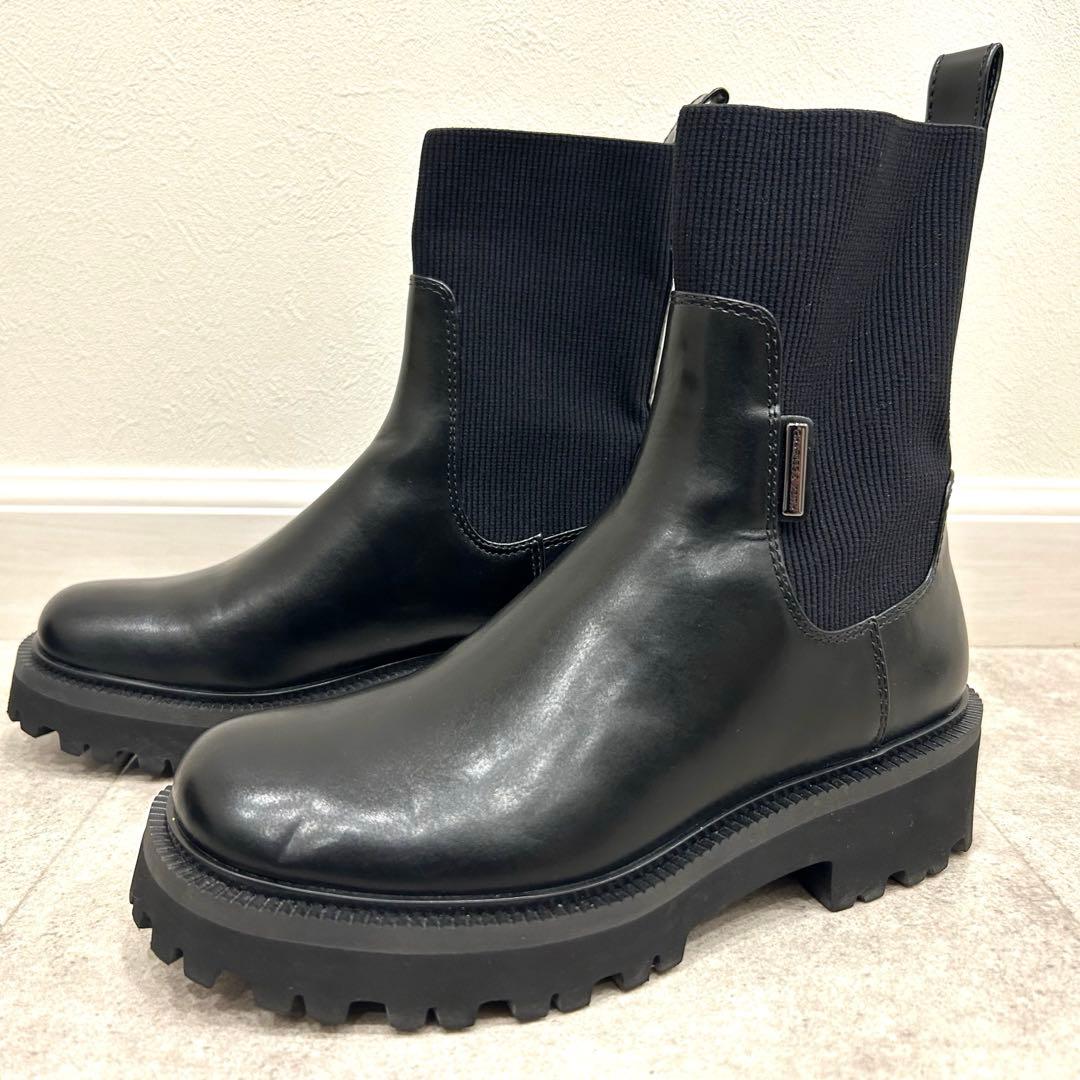 CHARLES&KEITHニットソックス リッジッドソールチェルシーブーツ 36