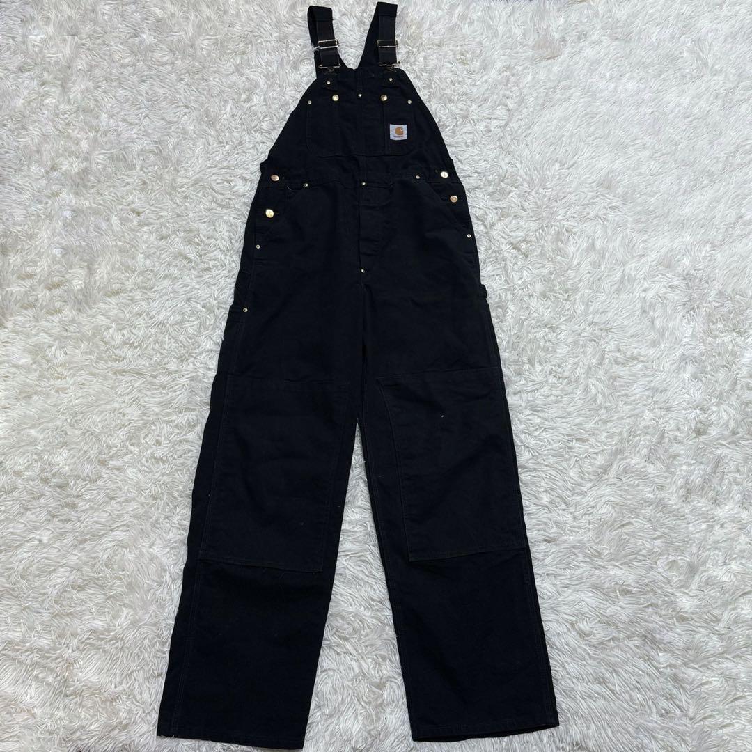 カーハート ダブルニー オーバーオール USA製 ダック地 ワークウェア 黒