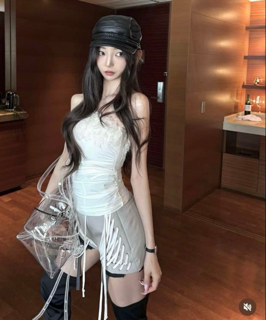 theredthread S lace up shorts gray Sサイズ