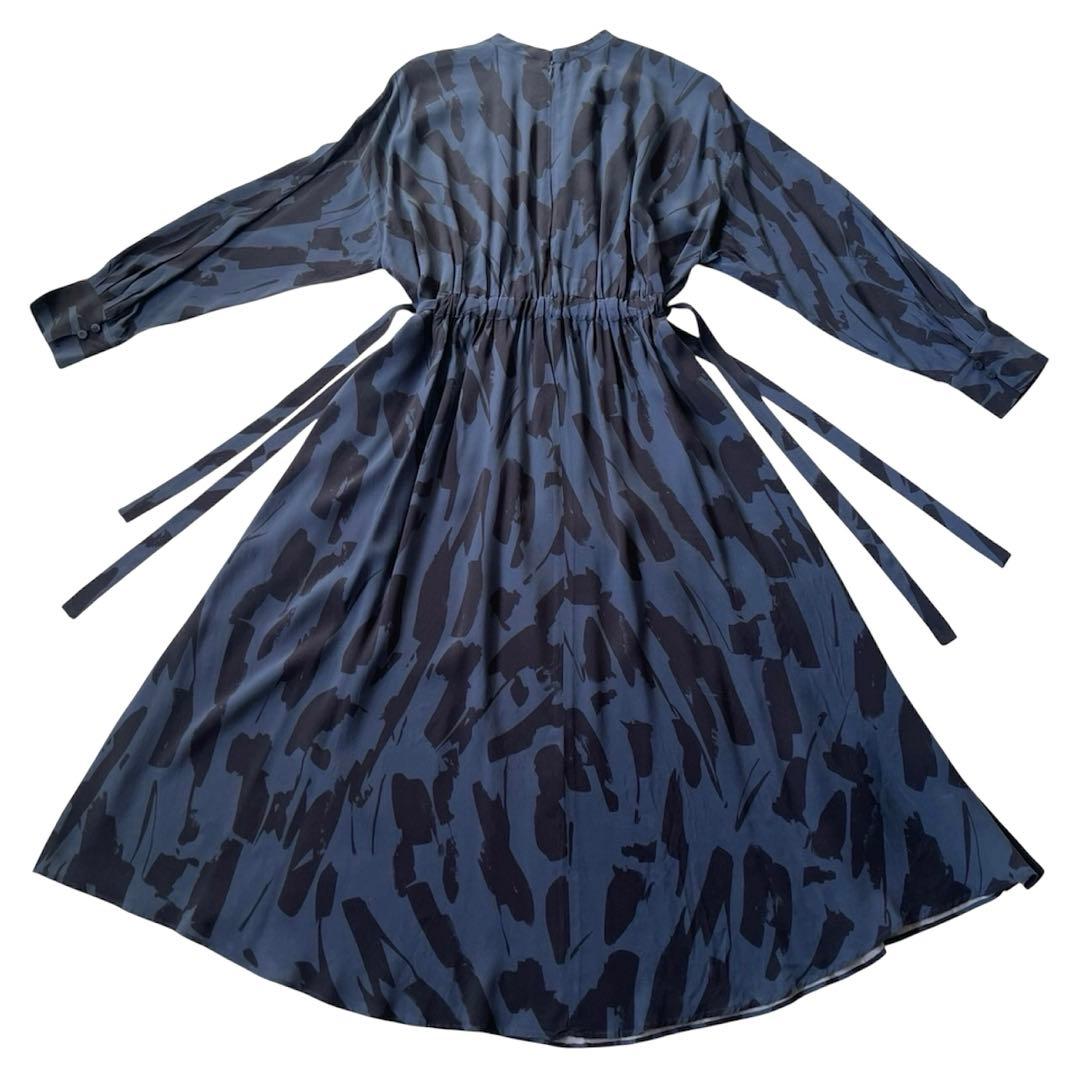2024✨SACRA アブストラクトペインティング ワンピース ネイビー 38
