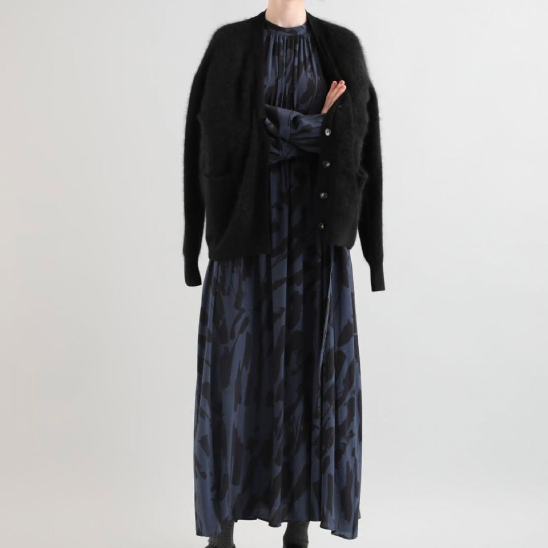 2024✨SACRA アブストラクトペインティング ワンピース ネイビー 38