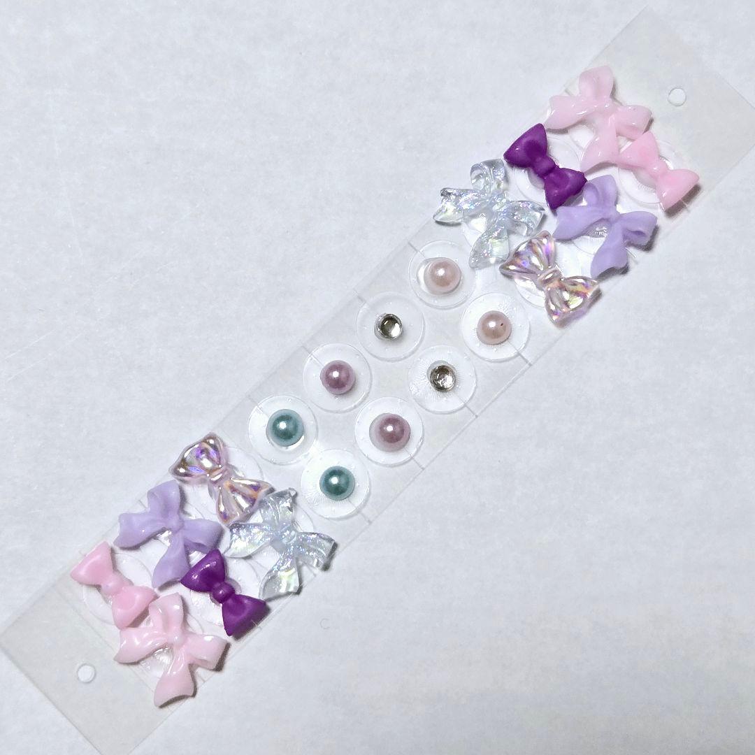 耳つぼジュエリー　耳つぼ　ステンレス　リボン　キラキラ　パール　Y2K　かわいい