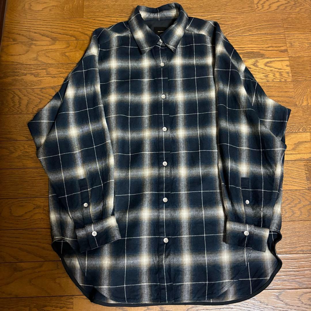 スピックアンドスパン/メタルボタンオンブレーチェックルーズシャツ