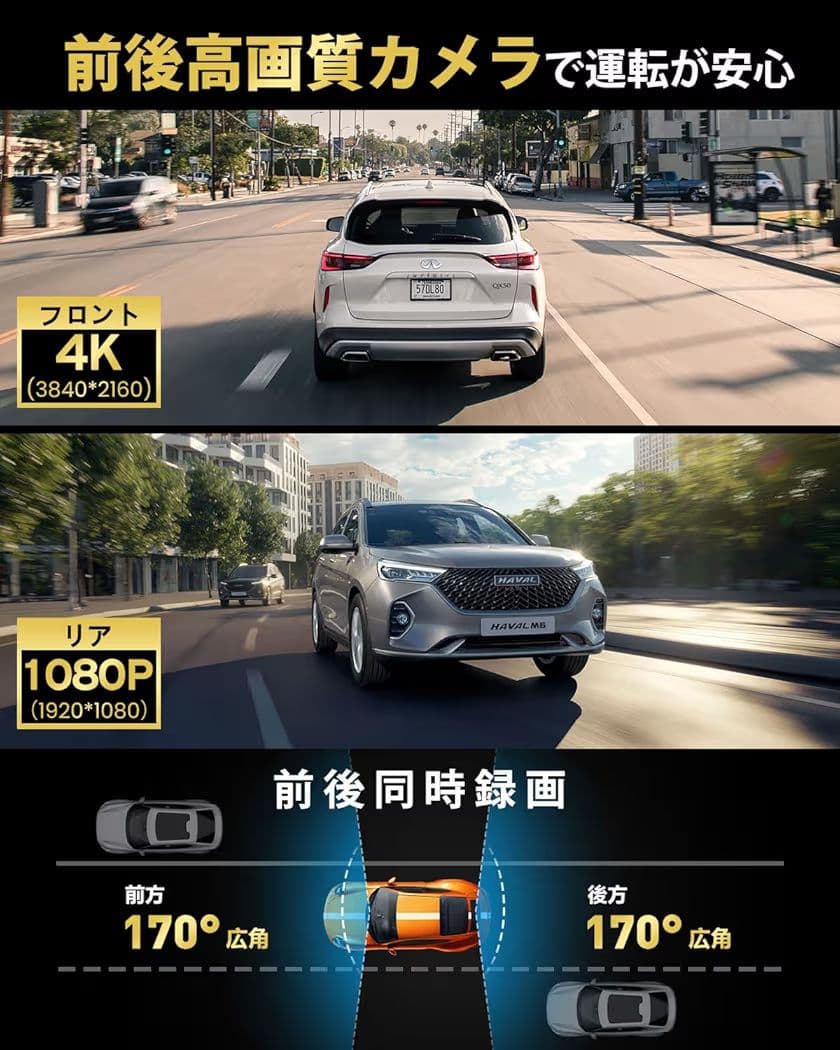 ドライブレコーダー ミラー型 4KHD画質 11インチ 32GBカード付 グレー