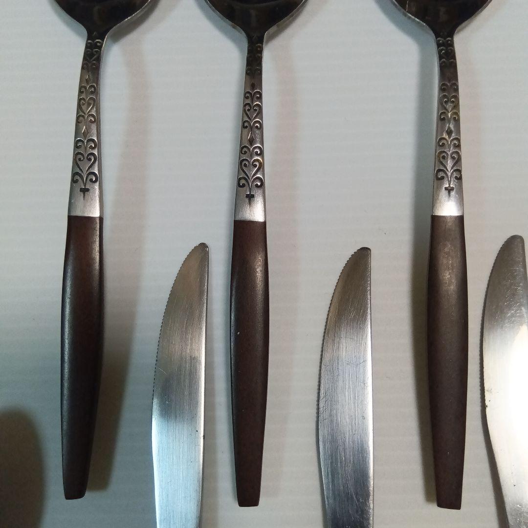 ミッドセンチュリー　カトラリー　フォーク/ ナイフ／スプーン２種　３セット12本