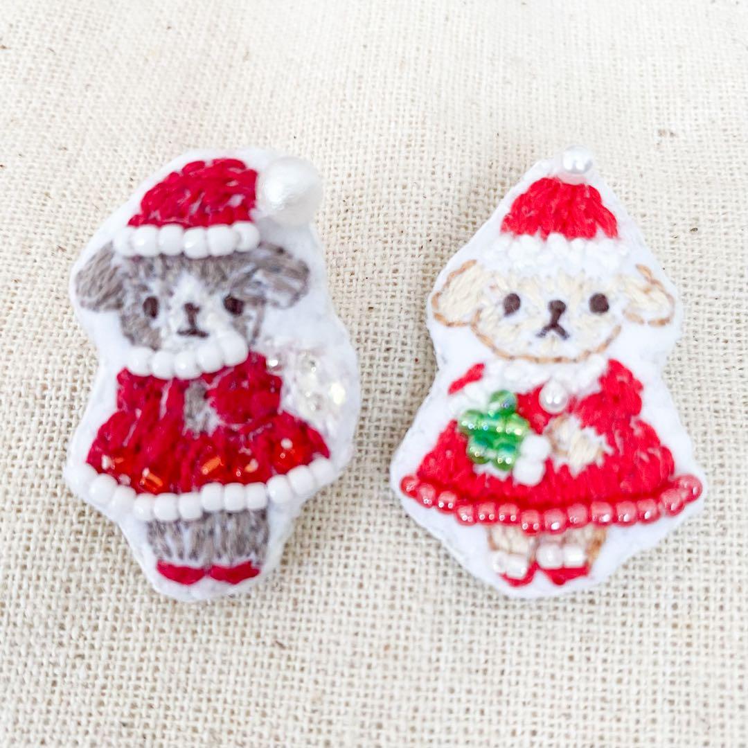 専用　ビーズ　刺繍ブローチ　ハンドメイド　クリスマス
