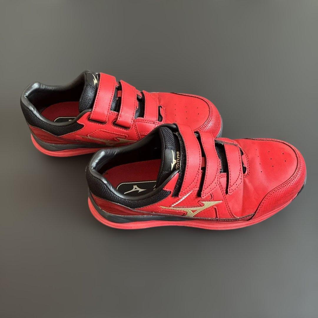 Mizuno レッド 安全靴 ベルクロ