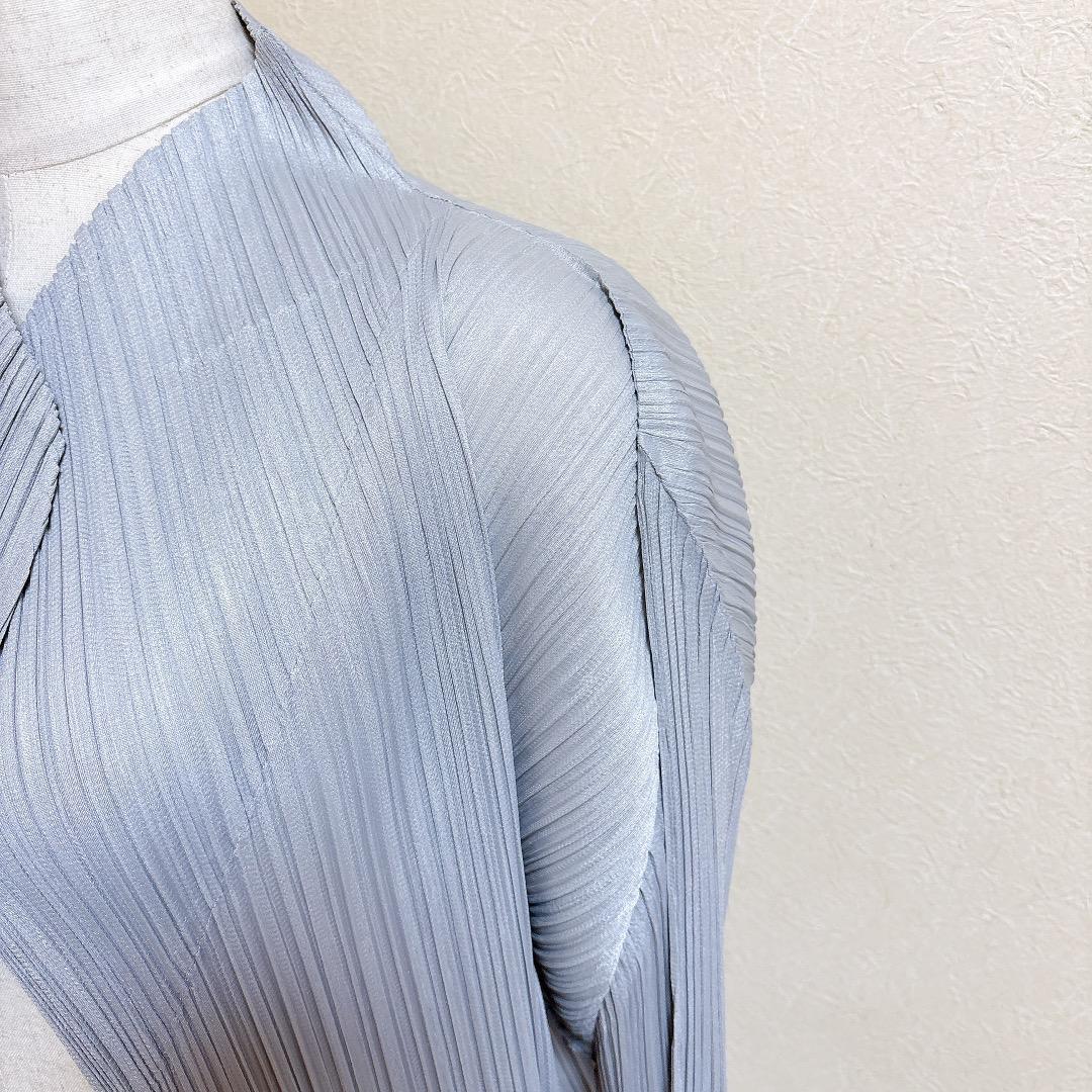 美品 プリーツプリーズ イッセイミヤケ ロングカーディガン サイズ3 グレー