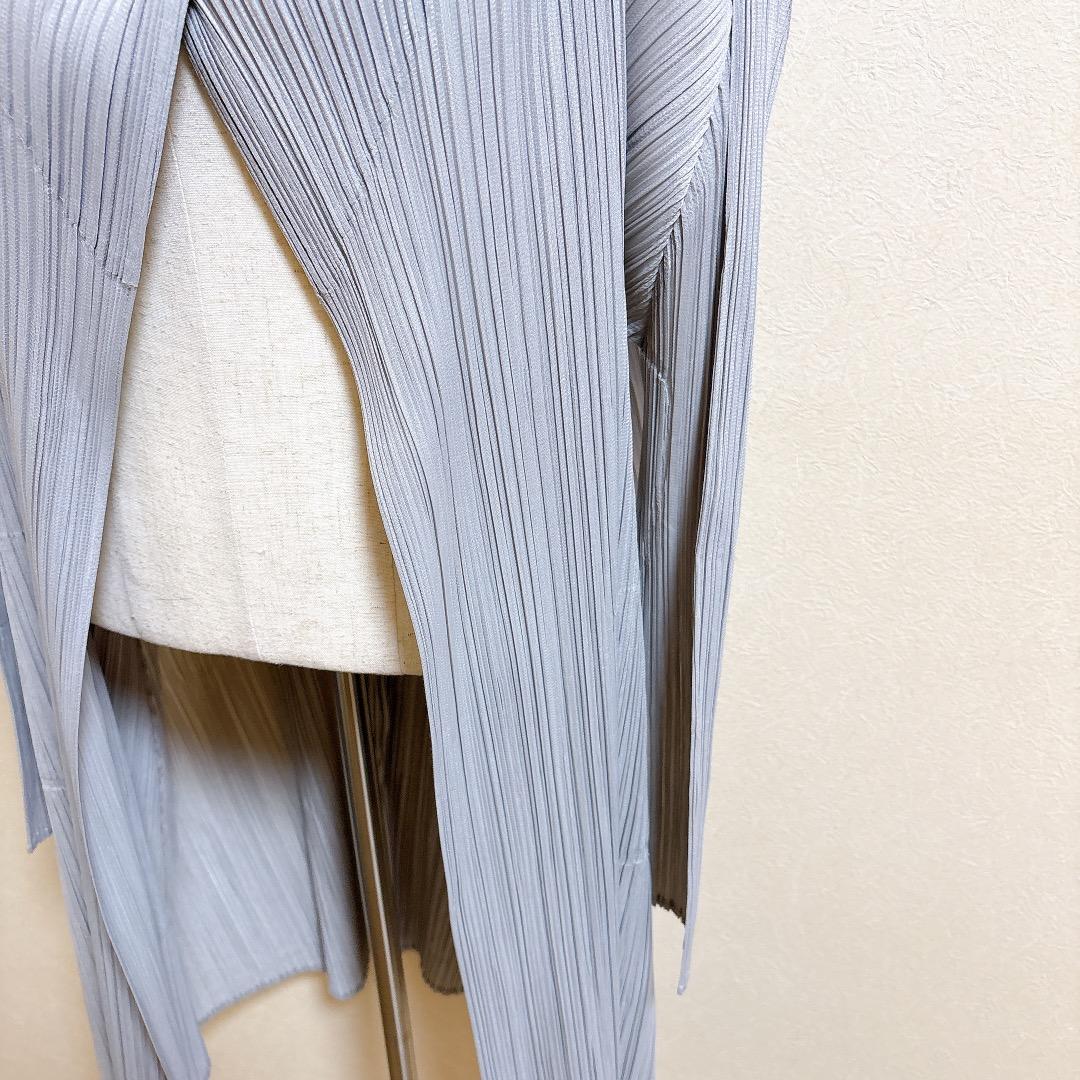 美品 プリーツプリーズ イッセイミヤケ ロングカーディガン サイズ3 グレー