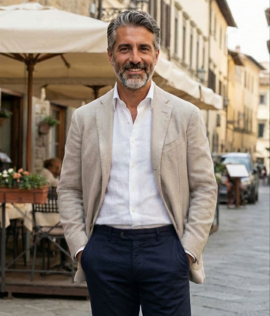 ラルディーニ メンズテーラードジャケット 48 ベージュ 本切羽 メタルボタン