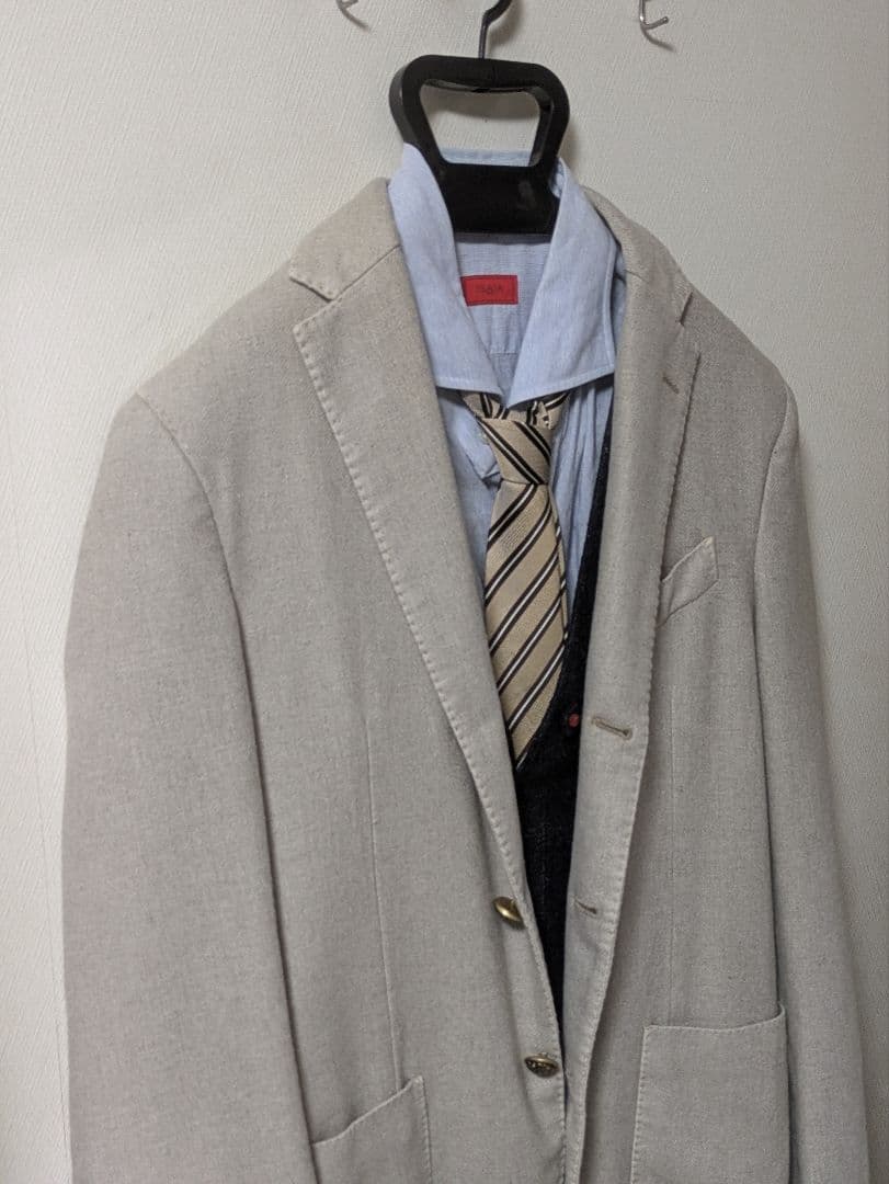 ラルディーニ メンズテーラードジャケット 48 ベージュ 本切羽 メタルボタン