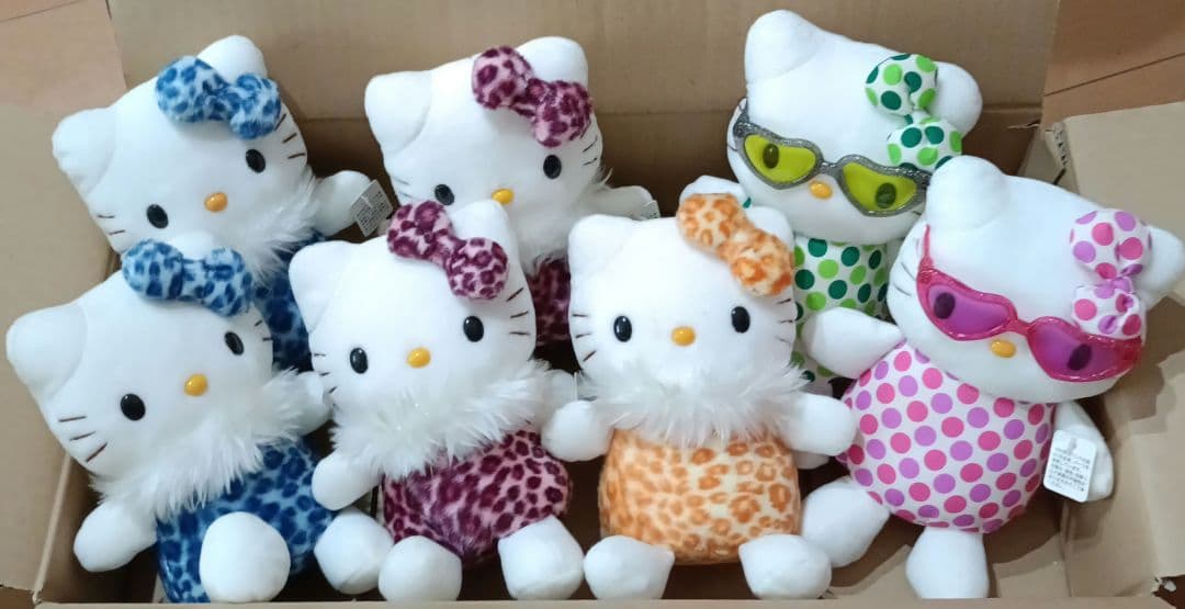 レア★希少★ハローキティ★ギャル★豹柄★サングラス★レトロ★ぬいぐるみ★7体
