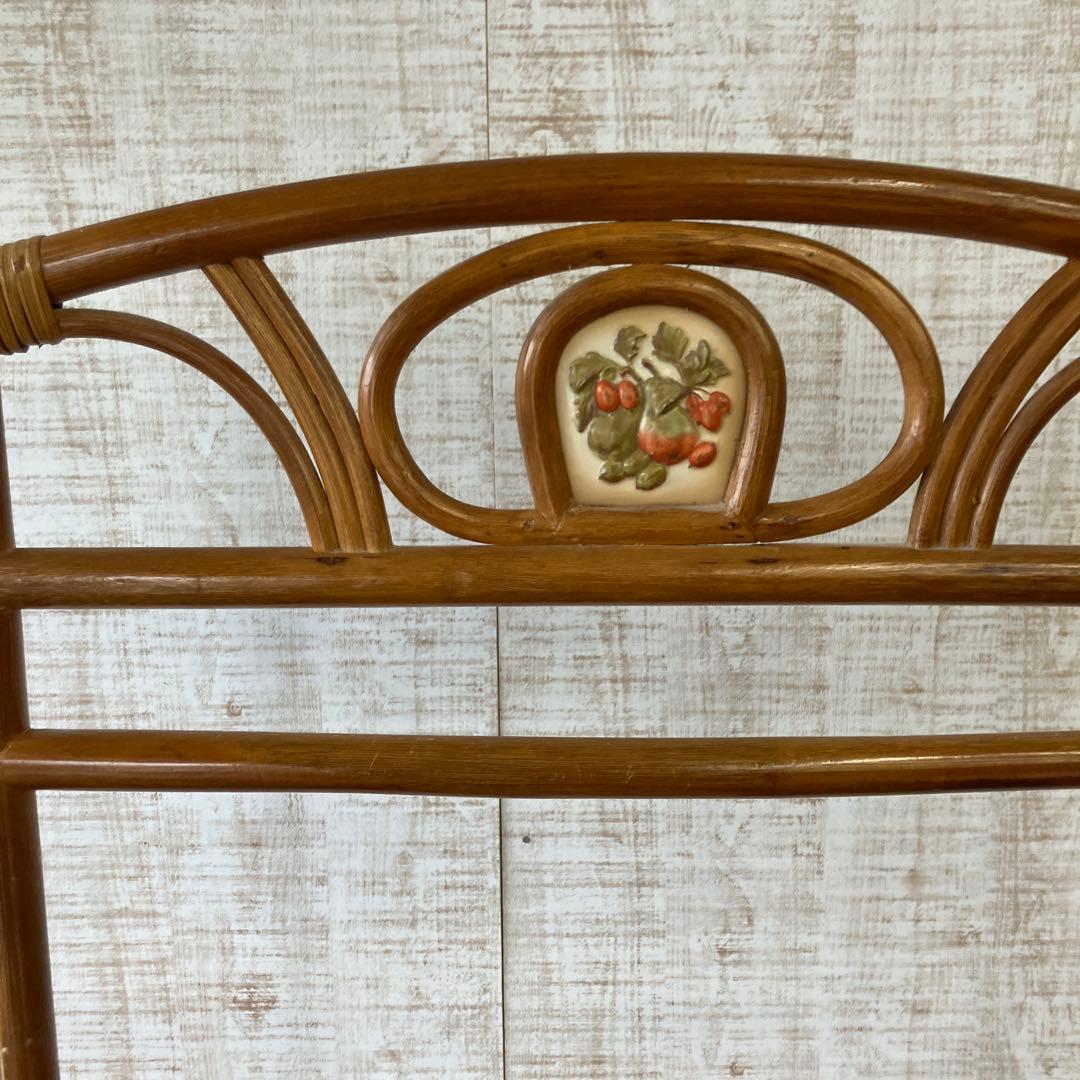 昭和レトロ 洋梨柄 ラタンハンガーラック キャスター付き 籐家具 古道具 古家具