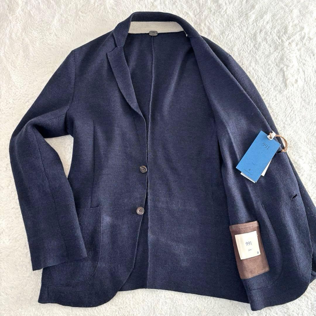 【未使用品 タグ付き】 991 ニットテーラードジャケット 48 ネイビー 2B