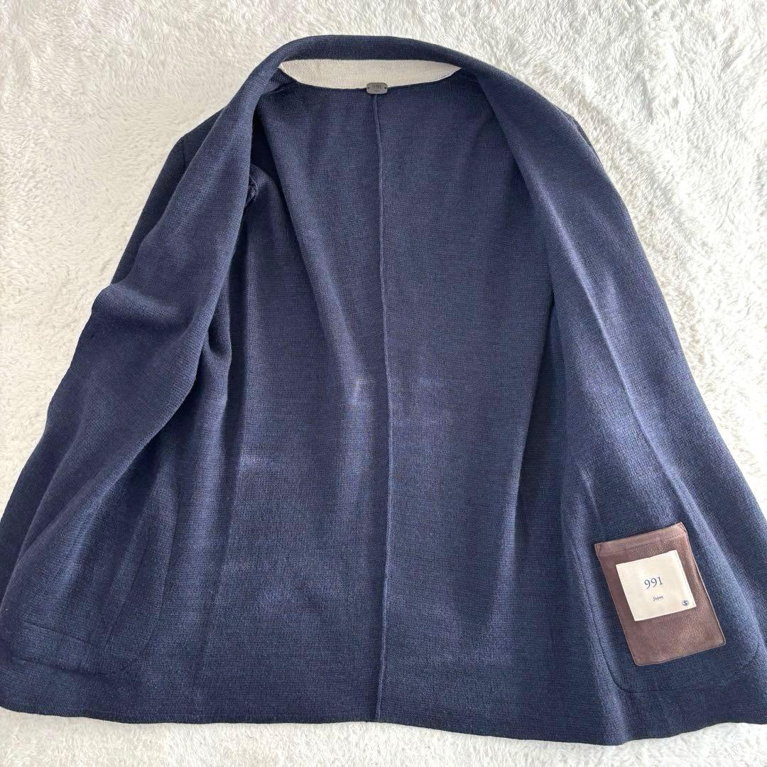 【未使用品 タグ付き】 991 ニットテーラードジャケット 48 ネイビー 2B