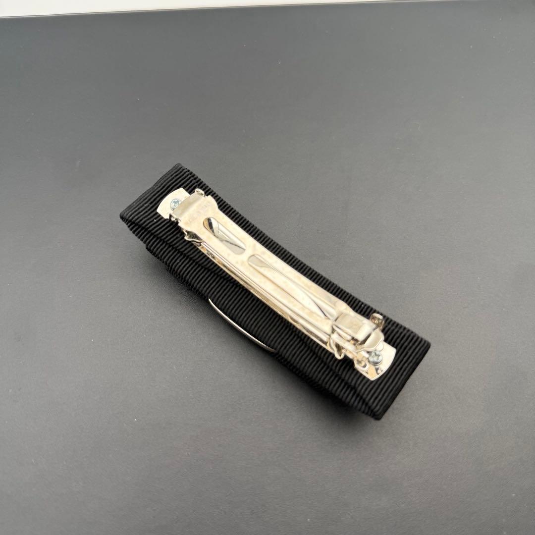 極美品✨フェラガモ バレッタ ビジュー ラインストーン シルバー リボン スワロ