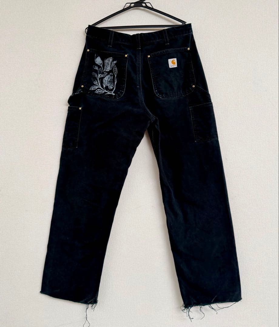 超スペシャル 33X32 W33 カーハート ダブルニー パンツ ブラック
